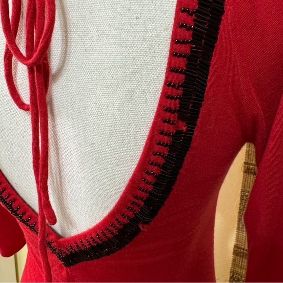 Guess Jeans Red Beaded Top - Picture 3 of 5